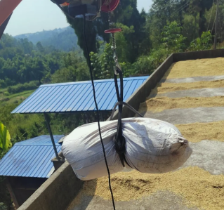 農(nóng)民用微型電動葫蘆吊小米谷子